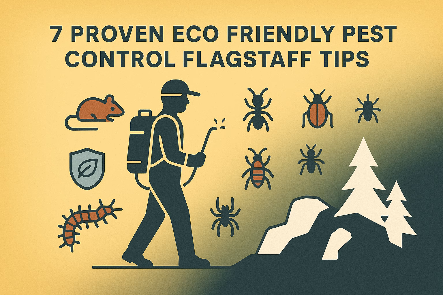 7 proven eco-friendly pest control Flagstaff tips with a person using pest control equipment in a nature setting.