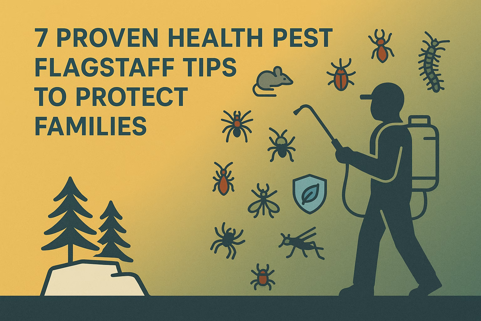 7 Proven health pest Flagstaff tips with a pest control worker and various pests to protect families.